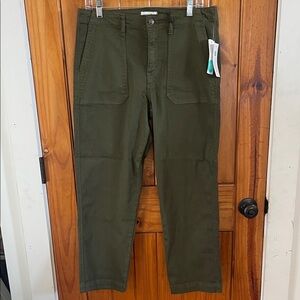 Studio Blue Stitch Fix Olive Green Sophia Utility Pocket Cropped Pants 12 NWT
